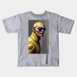 Cyberpunk man with yellow hair and coat Kids T-Shirt